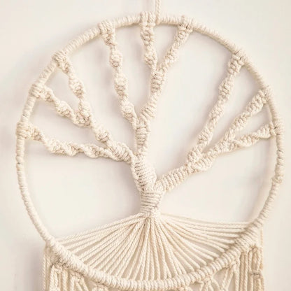 Native Macrame Dream Catcher With Leaf Wall Hanging