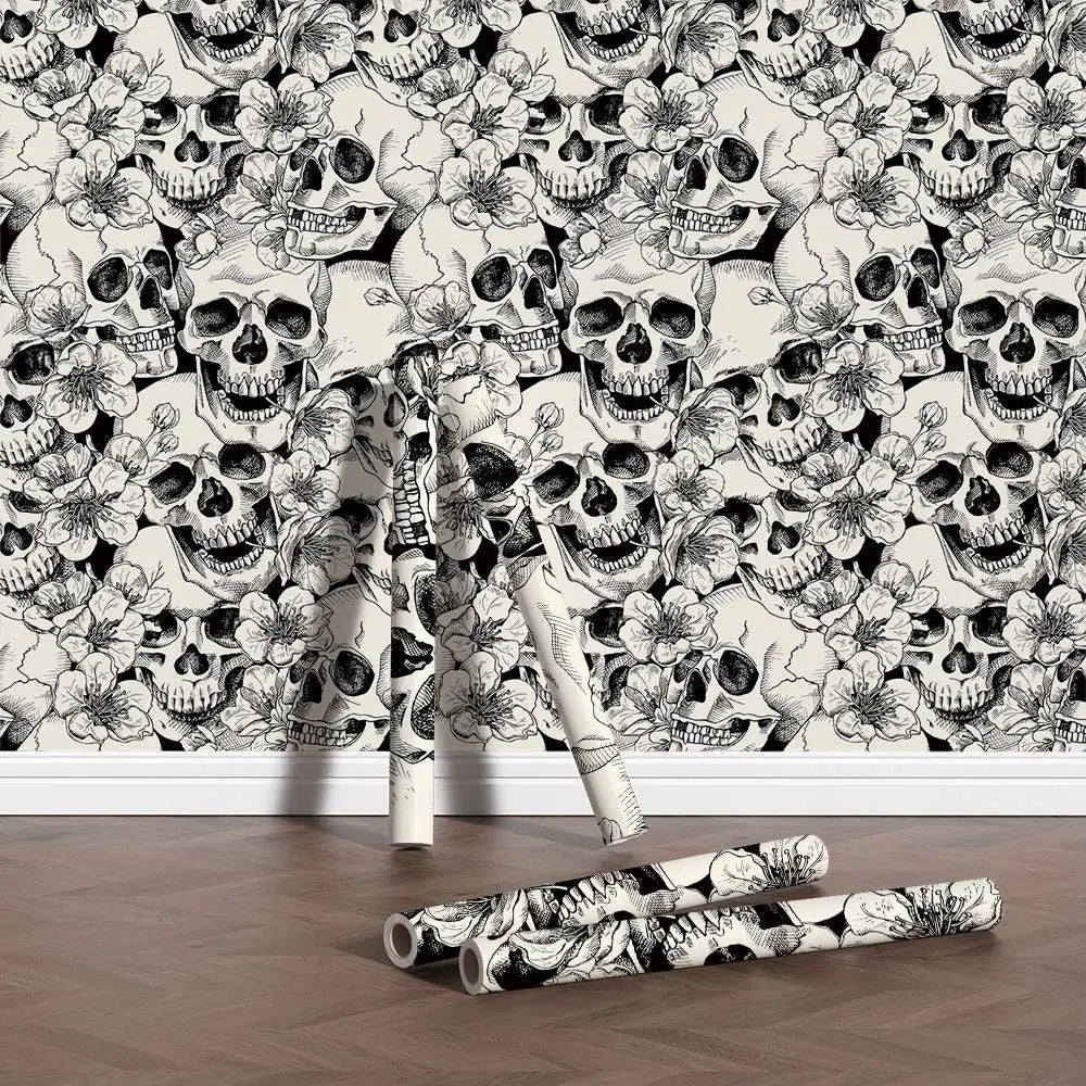 Skull Beige Wallpaper Stick Waterproof PVC