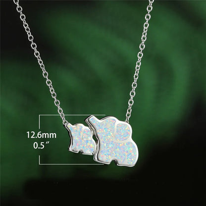 Elephant Mom and Elephant Baby Pendant Necklace