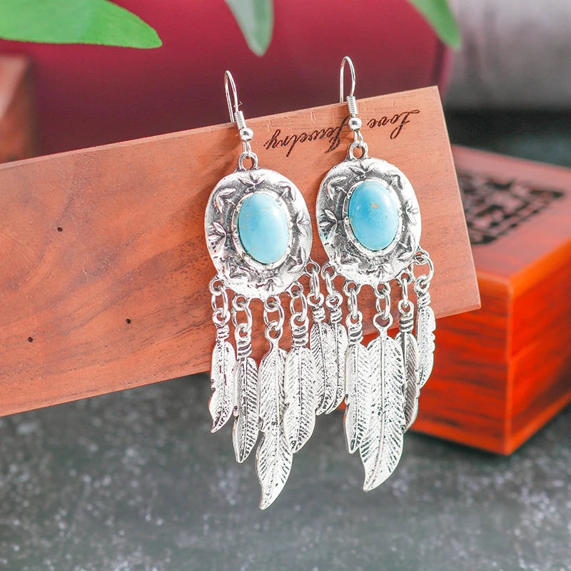 Native Turquoise Tassel Earrings