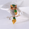 Owl Enamel Brooches Rhinestone