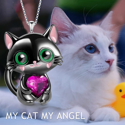 Fashion Love Crystal Cat Pendant Necklace