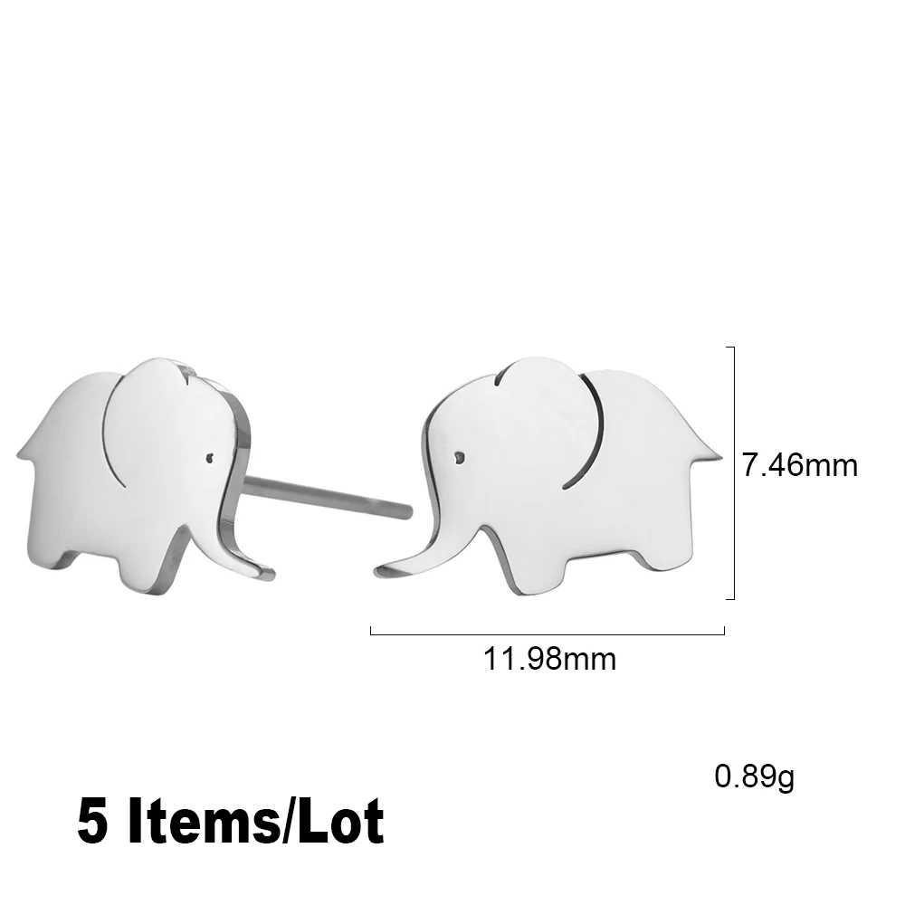 Elephant Ear Studs Stainless Steel Animal Earring