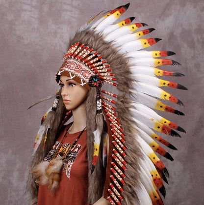 Native Indian Premium Feather Headdress Handmade Costume