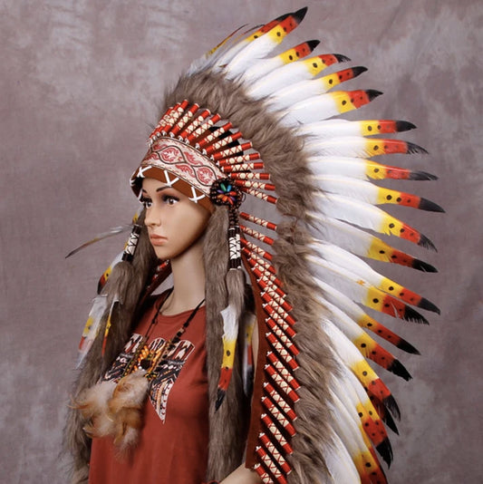 Native Indian Premium Feather Headdress Handmade Costume