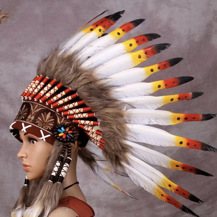 Native Indian Premium Feather Headdress Handmade Costume