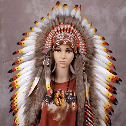 Native Indian Premium Feather Headdress Handmade Costume