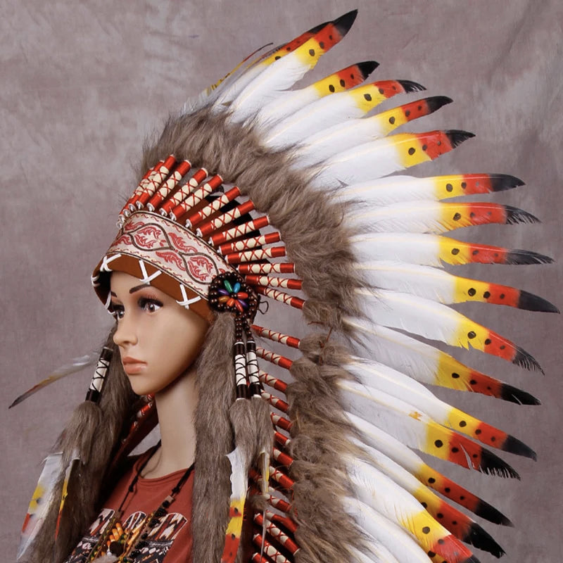 Native Indian Premium Feather Headdress Handmade Costume