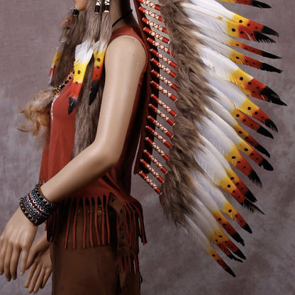 Native Indian Premium Feather Headdress Handmade Costume