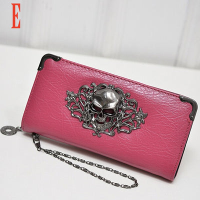 Skull Long Fashion Metal Leather Women Wallets