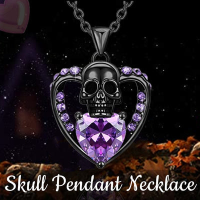 Purple Skull Hold Heart Necklace