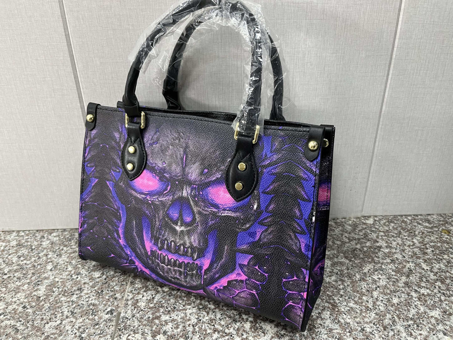 Purple Skull Leather Bag Handbag