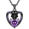 Purple Skull Hold Heart Necklace