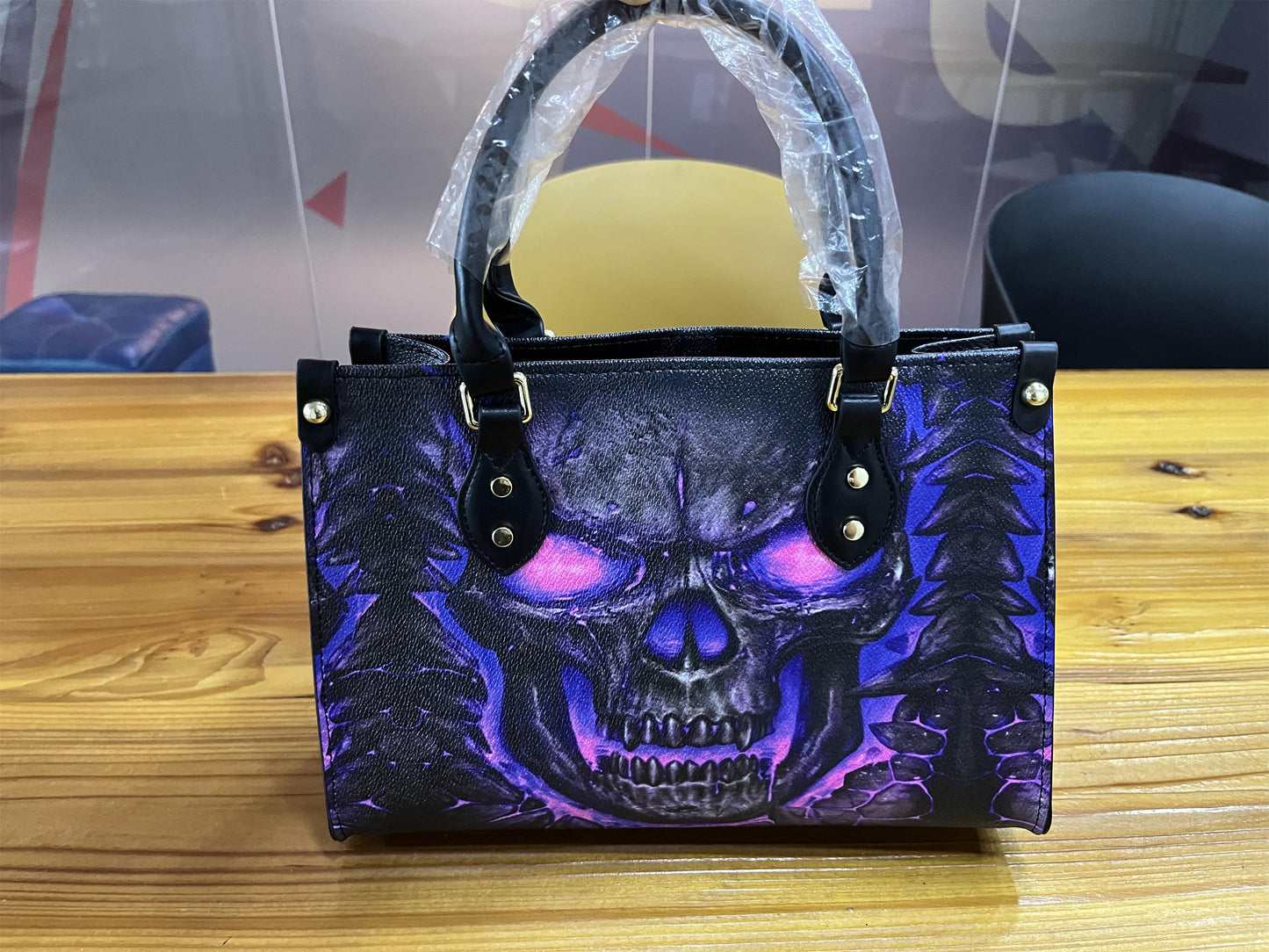 Purple Skull Leather Bag Handbag