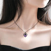 Purple Skull Hold Heart Necklace