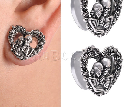 Couple Skull Earrings Heart Wedding