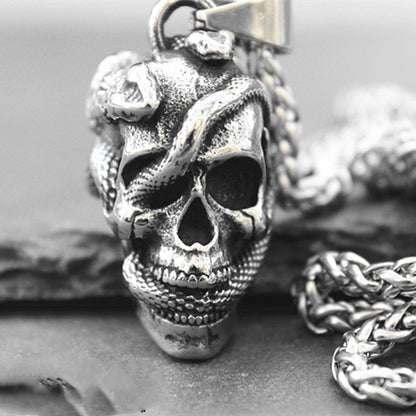 Twin Snake Wearing Skull Necklace