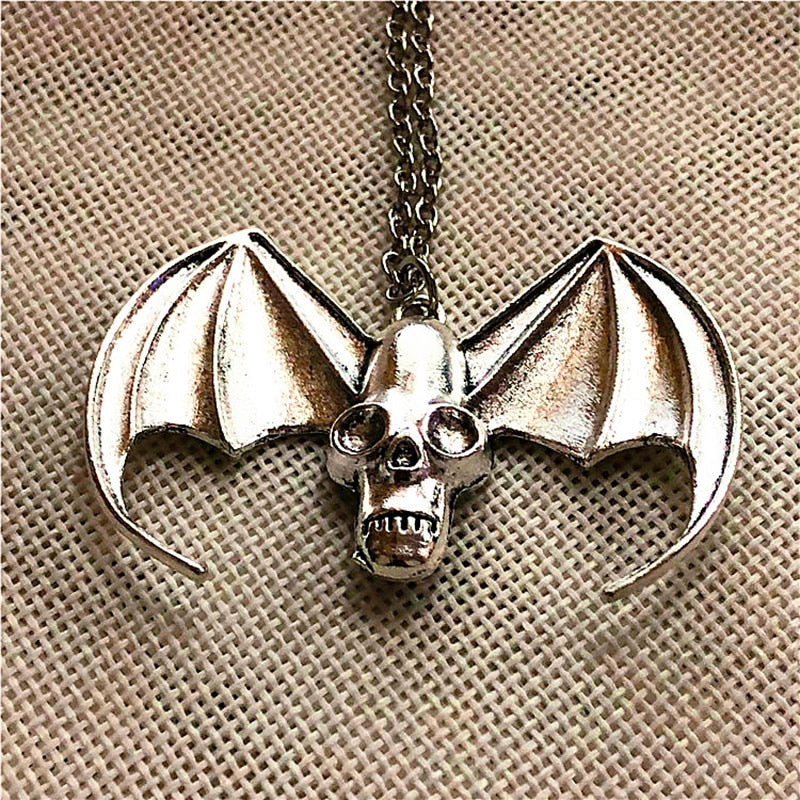 Gothic Devil Wings Skull Bat Necklace