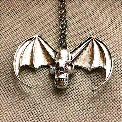 Gothic Devil Wings Skull Bat Necklace