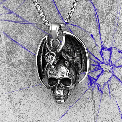 Dragon Hug Skull Necklace