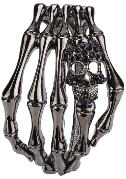 Skeleton Hand Bracelet With Skull Crystal