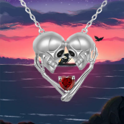 Skull Heart Love Couple Necklace