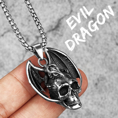 Dragon Hug Skull Necklace