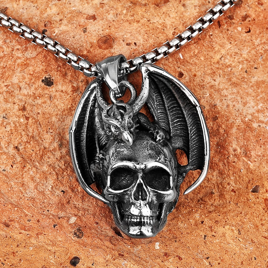 Dragon Hug Skull Necklace