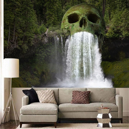 Nature Skull Water Waterfall Tapestry Wall Home Decoration