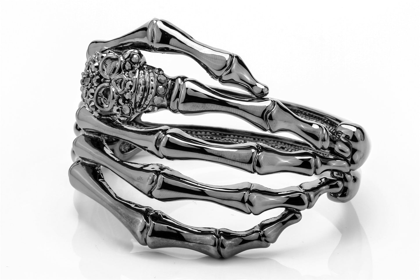 Skeleton Hand Bracelet With Skull Crystal