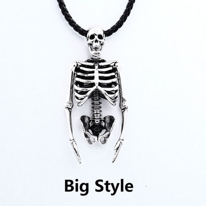 Black Skeleton Punk Skull Necklace