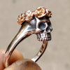 Skull And Rose Flower Ring