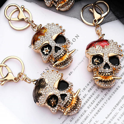 Sparkly Rhinestone Crystal Skull Keychain