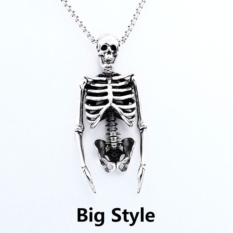 Black Skeleton Punk Skull Necklace