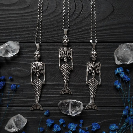 Mermaid Skeleton Gothic Skull Necklace