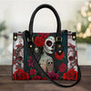 Gothic Sugar Skull Leather Tote Bag For Women