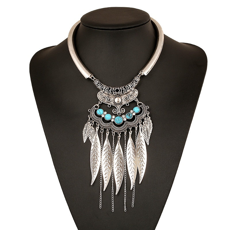 Native Indian Feather Turquoise Necklace