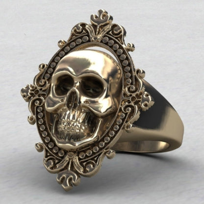 Fashion Punk Vintage Lace Mirror Skull Ring