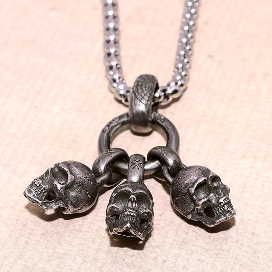 Triple Skull Chain Necklace