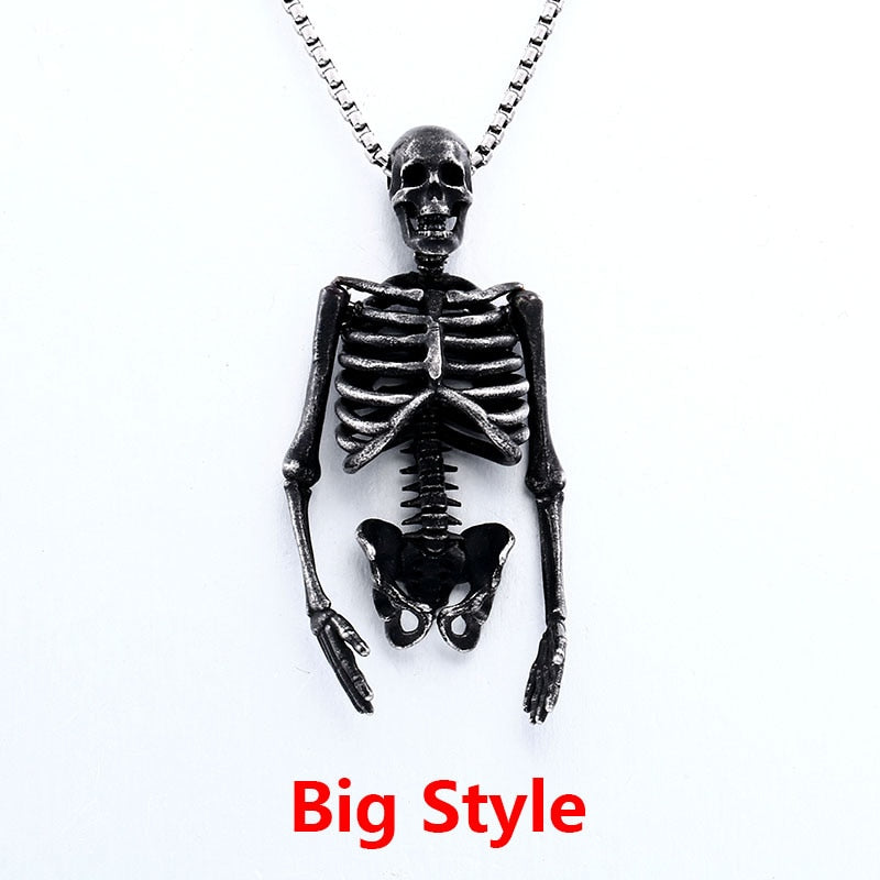 Black Skeleton Punk Skull Necklace