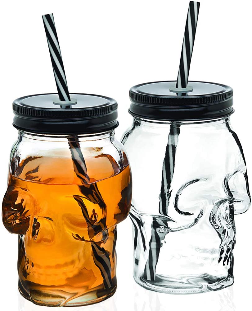 Skull Mason Jar Mug Drinking Drinking Accessories 16oz