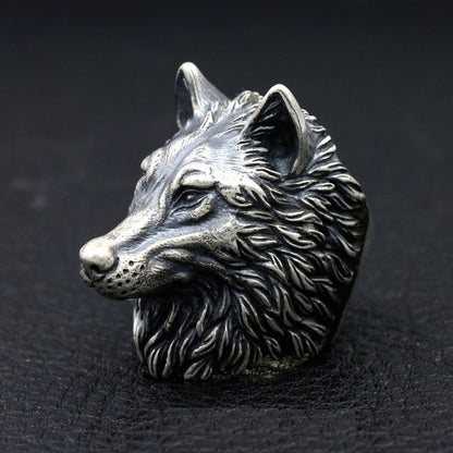 Vintage Nordic Wolf Head Ring