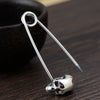 925 Sterling Silver Skull Pin Brooch