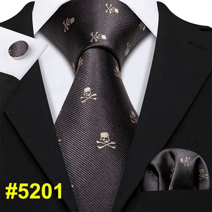 Skull Tie Set 8.5cm Silk Handkerchief Ties