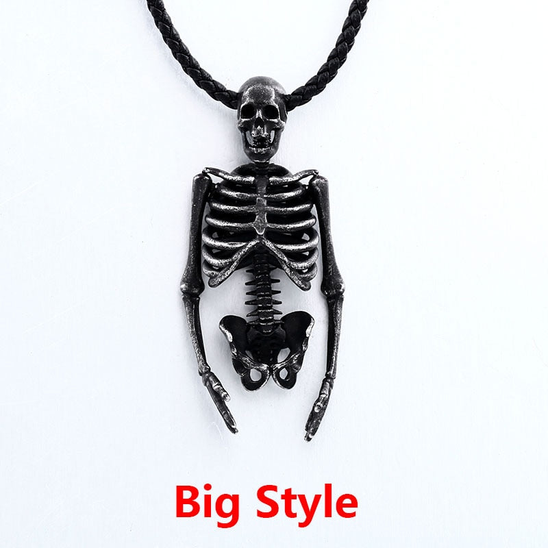 Black Skeleton Punk Skull Necklace