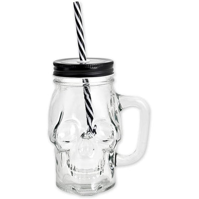 Skull Mason Jar Mug Drinking Drinking Accessories 16oz