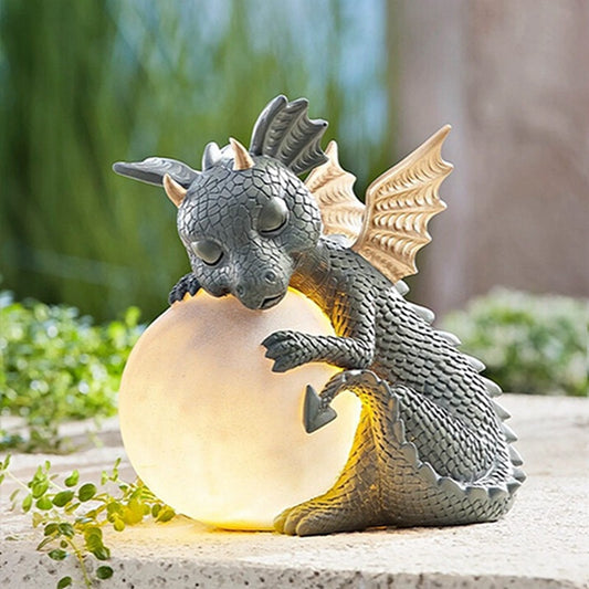 Little Dragon Hug Lamp Dragon Figurine with Ball