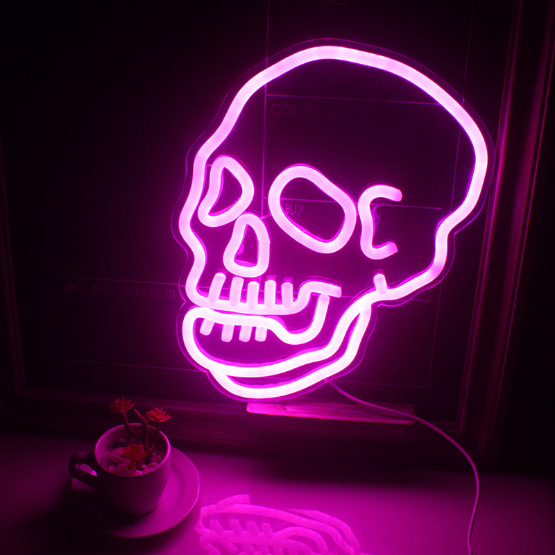 Skull Neon Signs Pink Led Neon Sign Light