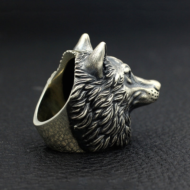 Vintage Nordic Wolf Head Ring