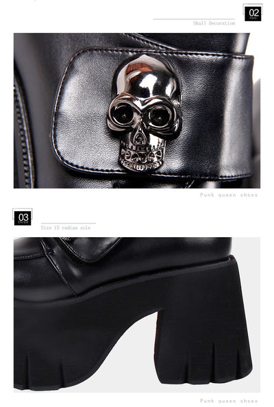 Badass Skull High Heels Wedges Pumps